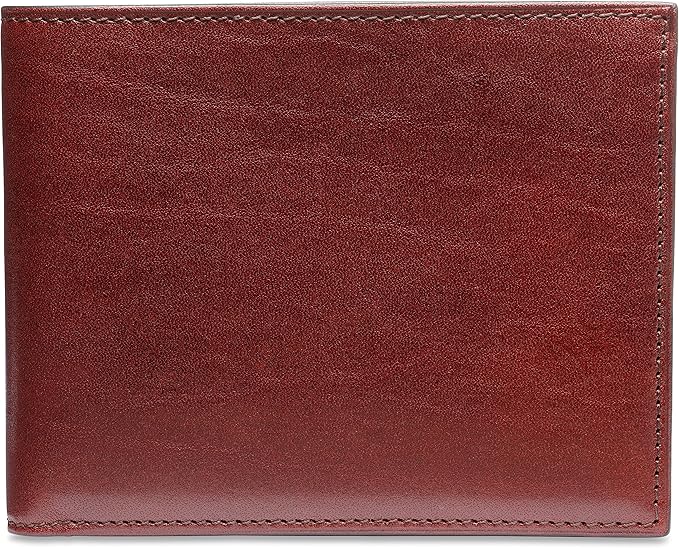 Bosca Men's Old Italian Leather Wallet RFID Blocking Modern Bifold Executive Design 8 Card Slots, Made in Italy - Dark Brown