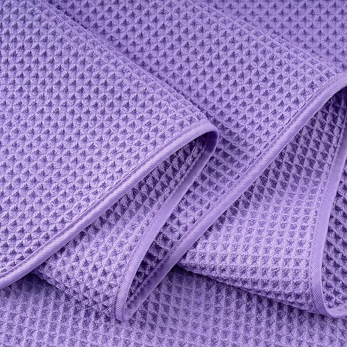 POLYTE Microfiber Oversize Quick Dry Lint Free Bath Towel, 60 x 30 in, 4 Pack (Waffle Weave)
