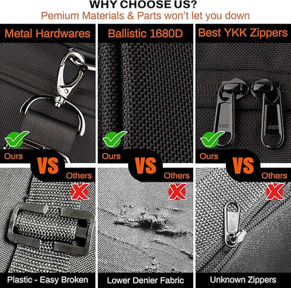 Tourenne 45L Travel Duffel Bag Foldable Weekender Sport Gym Duffle Carry On Luggage with shoe compartment wear/tear resistant water repellent 1680D Ballistic polyester - Black