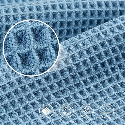 POLYTE Microfiber Oversize Quick Dry Lint Free Bath Towel, 60 x 30 in, 4 Pack (Waffle Weave)