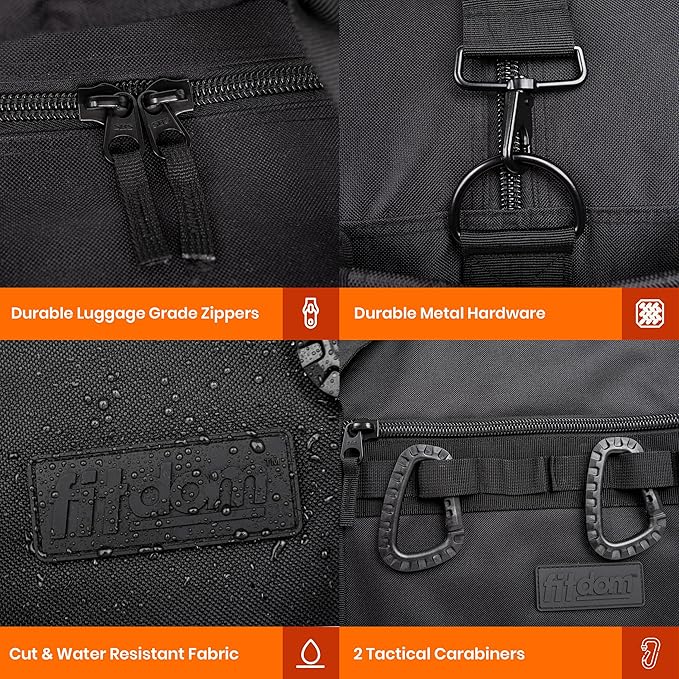 Fitdom 132L 36" Heavy Duty Extra Large Sports Gym Equipment Travel Duffel Bag W/Adjustable Shoulder & Compression Straps. Perfect for Soccer Baseball Basketball Hockey Football Team Coaches & More