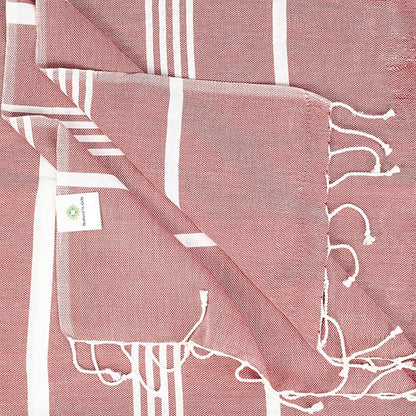 Beach Towel 100% Cotton Turkish Beach Towel Adult 38x70 Inch Pre-washed Absorbent Extra Large|Sand Free Quick Dry BathTowels|Lightweight Blanket|Travel Cruise Camping Spa Gym Yoga Sports Towel|Red