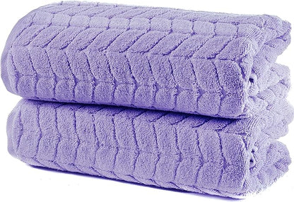 BAGNO MILANO Turkish Bath Towels, Soft Plush Jacquard Luxury Bath Towels, Quick Dry Towel Set (Lavender, 2 pcs Bath Towel Set)