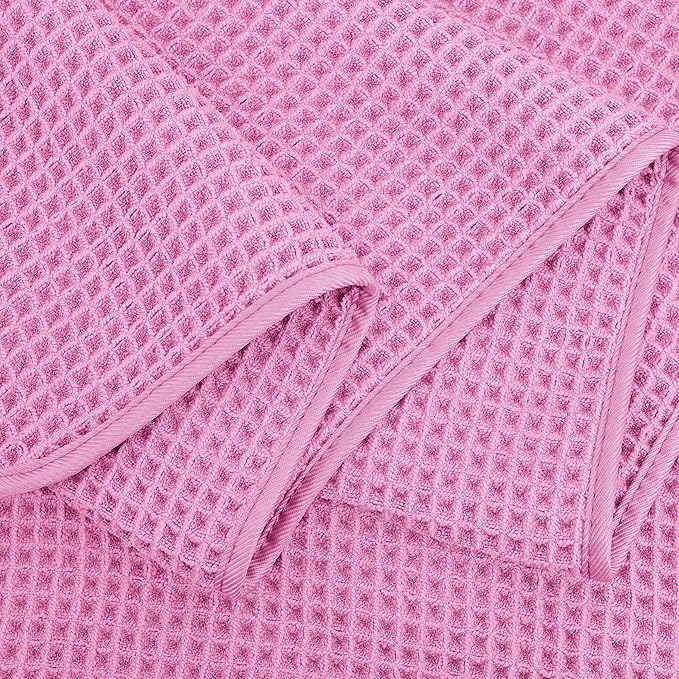 POLYTE Microfiber Oversize Quick Dry Lint Free Bath Towel, 60 x 30 in, 4 Pack (Waffle Weave)