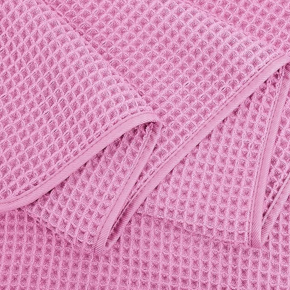 POLYTE Microfiber Oversize Quick Dry Lint Free Bath Towel, 60 x 30 in, 4 Pack (Waffle Weave)