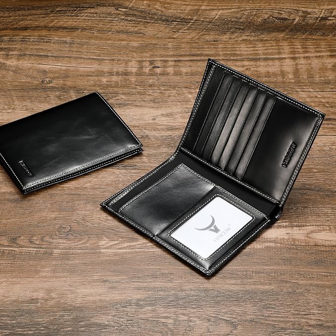 HISCOW Italian Leather Passport Holder for Travel - RFID Blocking Wallet Cover with Secure Organizer for Men & Women, US & Foreign Trips, Antiqued Black