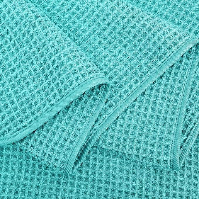 POLYTE Microfiber Oversize Quick Dry Lint Free Bath Towel, 60 x 30 in, 4 Pack (Waffle Weave)