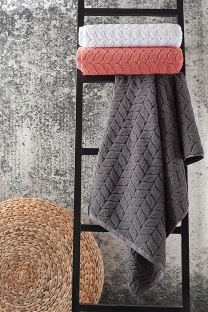 BAGNO MILANO Turkish Bath Towels, Soft Plush Jacquard Luxury Bath Towels, Quick Dry Towel Set (Royal Green, 3 pcs Towel Set)