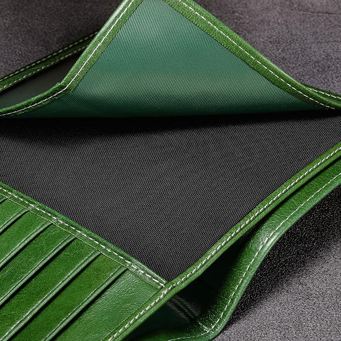 HISCOW Italian Leather Passport Holder for Travel - RFID Blocking Wallet Cover with Secure Organizer for Men & Women, US & Foreign Trips, Green Vegetable-Tanned Leather