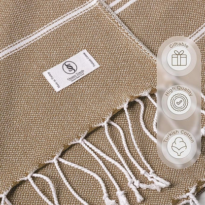 Boho Beach Towel Quick Dry & Absorbent Oversized (39" x 71") - Compact, Versatile and Functional as Camping, Picnic, Beach Blanket, Yoga, Pool, Gym Towels - Latte