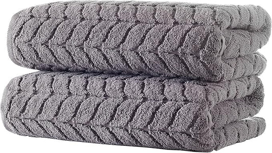 BAGNO MILANO Turkish Cotton Ultra-Soft Plush Absorbent Quick Dry Bathroom Towel Set, Made in Turkey (Gray, 2 pcs Bath Towel Set)