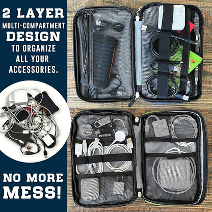 Enthusiast Gear Waterproof Electronics Organizer – Durable Travel Case for Cords, Chargers, and Gadgets – Compact, Lightweight, and Perfect for Outdoor Adventures or Daily Use (Black)